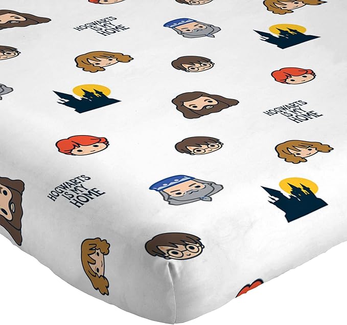 Jay Franco Kids Sheet Cartoon Set with Fitted, Flat Sheets & Pillow Cover - Ultra-Soft Bedding with Pillowcase for Room Decor, Grey - Harry Potter, 3 Piece Twin