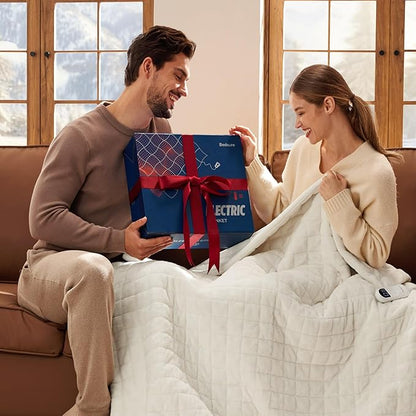 Bedsure Electric Blanket Queen Size - Dual Control Heated Weighted Blanket Queen with 10 Heat Settings, Fast Heating with 10 Time Settings (84x90 inches, Bering Sea)