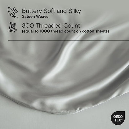 DOZ Sheet Set, 100% Viscose derived from Bamboo, Organically Grown, Buttery Soft, Cooling Sheets, High GSM, Deep Pockets - 4 Piece - 2 Pillowcases 1 Fitted 1 Top Sheet (Dove, Cal King)