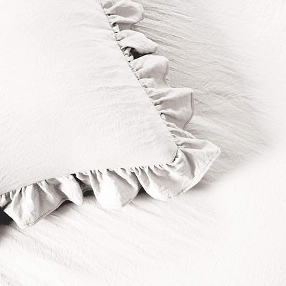 Lush Decor Ruffle Skirt Bedspread Set - 3-Piece Luxurious Farmhouse Bedding - Elegant Ruffle Detail - Timeless Style - Soft Lightweight Sheets - Full, White