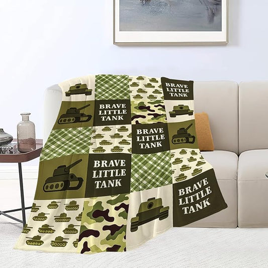 Tank Blanket Super Soft Warm Fluffy Fleece Flannel Military Camouflage Throw Blanket Cozy Fuzzy Plush Stuff Bedding Blankets Gifts for Teens Boys Kids Women Girls Adults 80"X60"