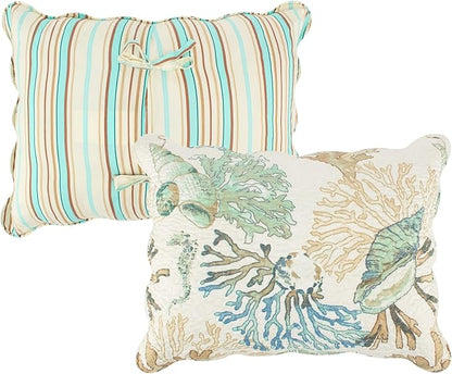 Greenland Home Atlantis Coastal Sea Coral Oversized Reversible Quilt Set, 2-Piece Twin/XL, Jade