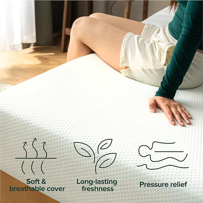 Zinus 8 Inch Full Green Tea Memory Foam Mattress [New Version], Fiberglass Free, Medium Firm Feel, Zoned Pressure Relief, Certified Safe Foams & Fabric, Mattress in A Box