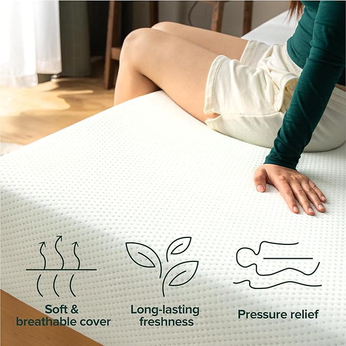Zinus 6 Inch King Green Tea Memory Foam Mattress [New Version], Fiberglass Free, Medium Firm Feel, Zoned Pressure Relief, Certified Safe Foams & Fabric, Mattress in A Box
