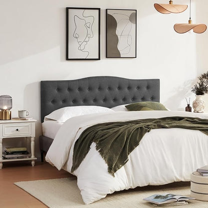 Tufted Headboard Twin Size, Solid Wood Adjustable Height Head Board, Black | Upholstered Twin XL Headboard Only, Durable Solid Wood Legs, Adjustable Height 37-51 in, Fabric Button Diamond HeadBoards