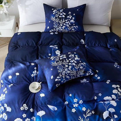 Cupocupa Duvet Cover Queen Size Set Boho Floral Pattern Queen Duvet Cover Set for Queen Size Bed Vintage Soft Bedding Leaf Print Duvet Cover with Pillowcases