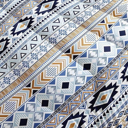 Native American Stripe Comforter Set Full Size Blue Southwestern Bedding Sets 3PCS for Kids Teen Adult Room Decor Ultra-Soft Lightweight Microfiber 1 Comforter with 2 Pillowcases
