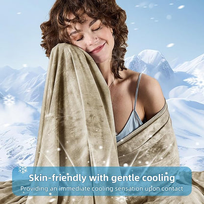 inhand Cooling Throw Blanket (50"x60"), Cooling Blankets for Hot Sleepers, Absorbs Heat to Keep Adults Cool for Summer Nights Sweats, Thin Cold Lightweight Blanket for Couch Bed, All Season Use