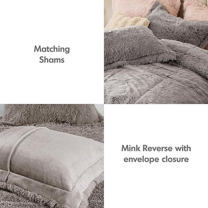 Intelligent Design Malea Shaggy Comforter Set, Long Faux Fur Cozy Down Alternative, Modern Casual Ultra Soft All Season Fluffy Bedding with Matching Sham, King/Cal King, Grey 3 Piece