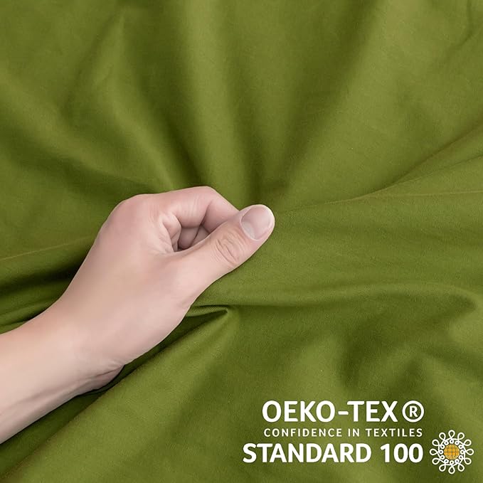 JELLYMONI Christmas Duvet Cover Full Size - Avocado Green Comforter Cover with Button 100% Washed Cotton 3PCS Breathable Soft Solid Bedding Set Duvet Cover 80×90in & 2 Pillowcases (NO Comforter)
