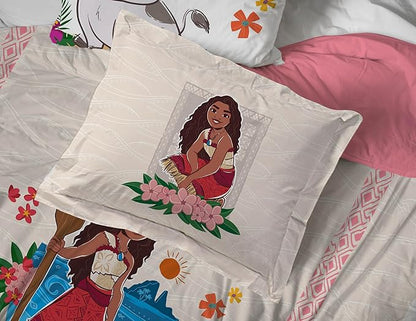 Jay Franco Disney Moana Full Size Comforter Set - 7 Piece Bedding Includes Sheet Set & Pillow Covers - Super Soft Floral Kids Bedding
