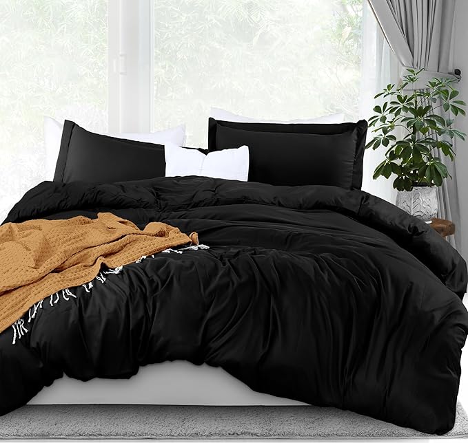 Utopia Bedding Duvet Cover King Size - 3 Piece with Zipper Closure - 1 Comforter Cover 104X90 Inches & 2 Pillow Shams 20X36 Inches (Black) Comforter Not Included