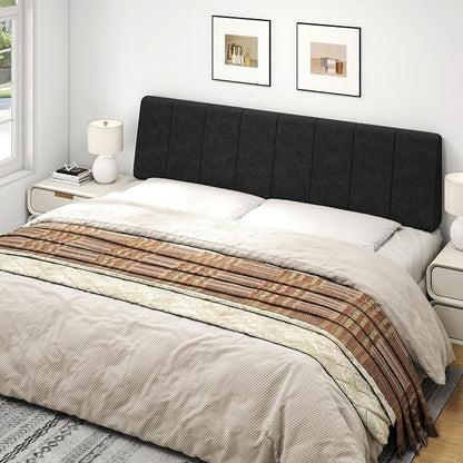 King Size Headboard Only-No Assembly Required, Black | Easy to use no assembly required, Linen fabric and extra-thick foam for added comfort, Modern style headboard king size