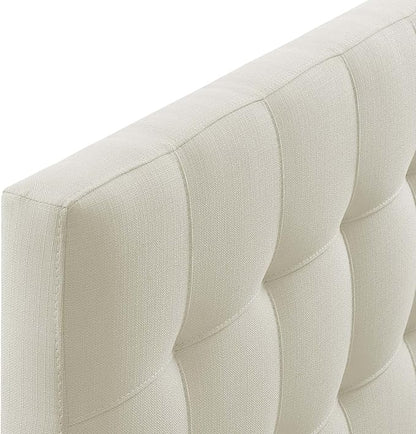 Modway Lily Tufted Linen Fabric Upholstered King Headboard in Ivory