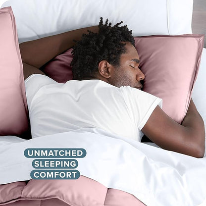 Bare Home Bedding Duvet Cover Queen Size - Premium 1800 Super Soft Collection - Lightweight, Cooling - Soft Breathable Bedding Duvet Cover (Queen, Dusty Pink)