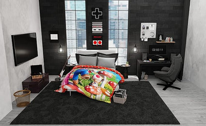 The Super Mario Bros. Movie Kids Bedding Super Soft Microfiber Reversible Comforter, Twin/Full Size 72" x 86", (100% Official Licensed Product) by Franco