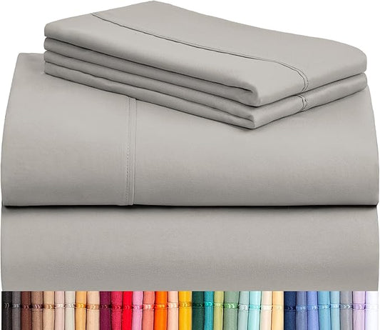 LuxClub 4 PC California King Sheet Set, Breathable Luxury Bed Sheets, Deep Pockets 18" Wrinkle Free Cooling Sheets Machine Washable Hotel Bedding Silky Soft - Light Taupe Cal King