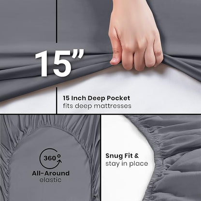 Utopia Bedding Twin XL Fitted Sheets - Bulk Pack of 2 Bottom Sheets - Soft Brushed Microfiber - Deep Pockets - Shrinkage & Fade Resistant - Easy Care (Twin XL, Grey)