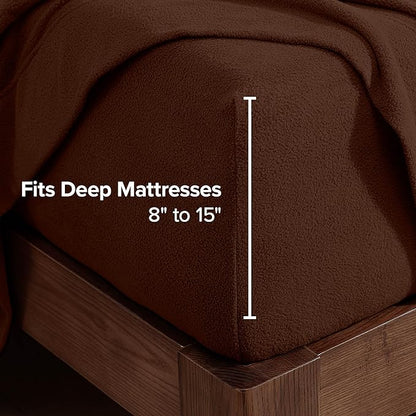Bare Home Super Soft Fleece Sheet Set - Full Size - Extra Plush Polar Fleece, No-Pilling Bed Sheets - All Season Cozy Warmth (Full, Cocoa)