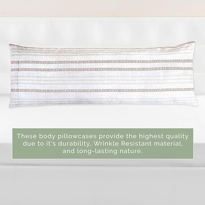 Elegant Comfort Ultra Soft 1-Piece Set Striped Print Pillowcases - 1500 Premium Hotel Quality Microfiber, Soft and Smooth Hidden Zipper Closure 1-Piece Pillow Covers - Body Pillowcase, Traci Linen