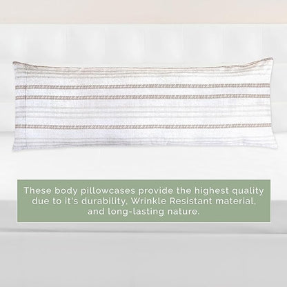 Elegant Comfort Ultra Soft 1-Piece Set Striped Print Pillowcases - 1500 Premium Hotel Quality Microfiber, Soft and Smooth Hidden Zipper Closure 1-Piece Pillow Covers - Body Pillowcase, Traci Linen