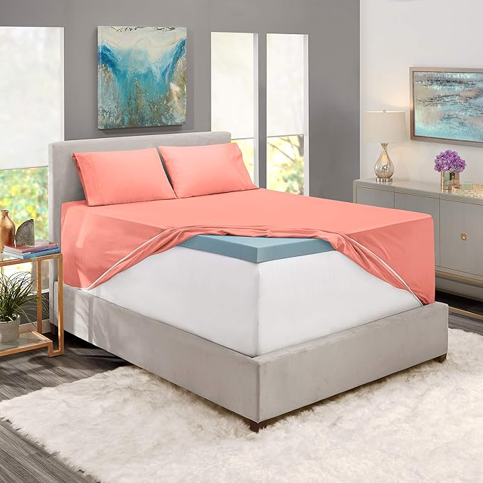 Hearth & Harbor Extra Deep Pocket Sheets - Fits Mattress 18-24 Inches Deep - Extra Deep Pocket California King Size - 6 Piece Cal King Sheets - Cal King, Misty Rose