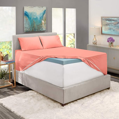 Hearth & Harbor Extra Deep Pocket Sheets - Fits Mattress 18-24 Inches Deep - Extra Deep Pocket California King Size - 6 Piece Cal King Sheets - Cal King, Misty Rose