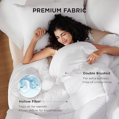 Bedsure Comforter Duvet Insert - Quilted Comforters Queen Plus Size, All Season Duvet, GentleSoft Down Alternative Bedding Blanket, with 8 Tabs, Gifts for Women/Men,White,Queen Plus 90 x 90 Inches
