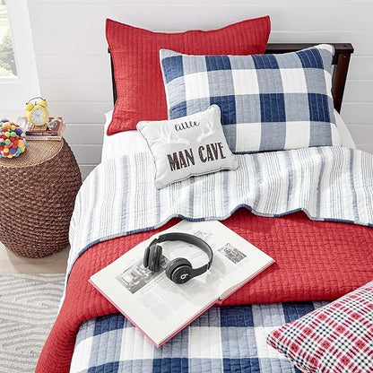 Levtex Home - Camden Quilt Set -Twin/Twin XL Quilt (68 x 86 in.) + One Standard Pillow Sham (26 x 20 in.) - Buffalo Check in Navy and Cream - Reversible Pattern - Cotton