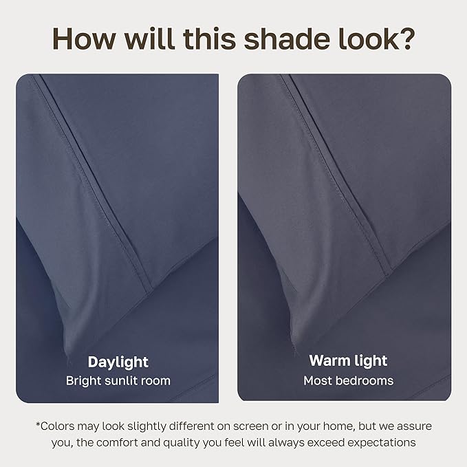 California Design Den Natural 100% Cotton Sheets, Twin Sheets Set, 400 Thread Count Sateen Bedding for Dorm Rooms & Adults, Deep Pockets with All Around Elastic, Durable - Indigo Dusty Blue