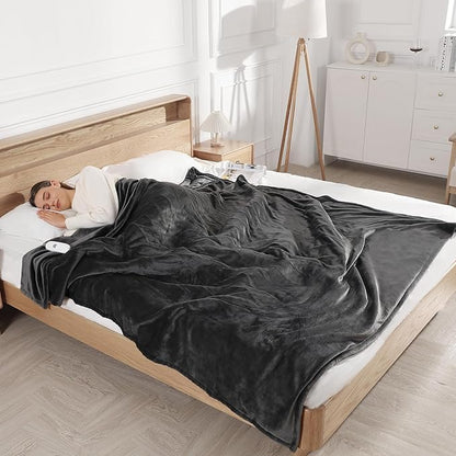 Heated Blanket Full Electric Blanket 72X84in - Fast Heating Blanket for Adults Ultra Soft Flannel Blankets with 5 Heat Levels & 10 Hrs Timer, Machine Washable, Bed Warm Blanket for Winter, Dark Gray