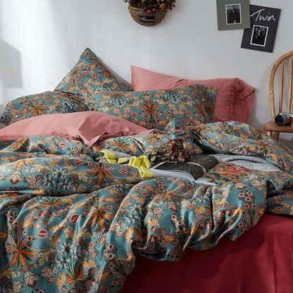 VM VOUGEMARKET Sage Green Comforter Set Queen,Medallion Paisley Flower Bedding Set Vibrant Bohemian Pattern Quit Comforter with 2 Pillowcases