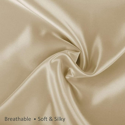 BLISSFORD Satin Pillowcase with Zipper, for Hair and Skin Care, Feels Soft and Cool Like a Silk Pillowcase, Satin Pillow Cases 2 Pack, Slik Pillow Cover, Champagne, Standard, Set of 2