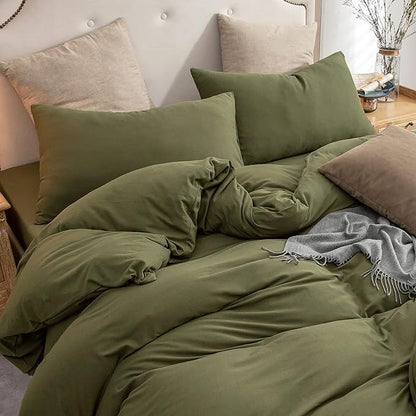 PURE ERA Jersey Knit Pillowcases 100% T-Shirt Cotton Super Soft Comfy Breathable, Set of 2, Queen 20" x 30", Solid Olive Green