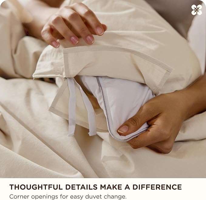 Bedsure Cotton Duvet Cover King - Luxury Slub Weave 100% Cotton Duvet Cover Set, PureWoven Bedding Set with a Linen Like Textured, Easy Change, Ivory, 104" x 90"