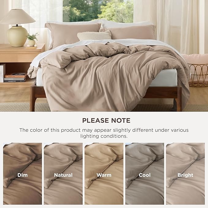 Bedsure Duvet Cover Queen Size - Soft Double Brushed Bedding Set for Kids & Adults, Zipper Closure, 3 Pieces, Includes 1 Duvet Cover (90"x90") & 2 Pillow Shams, NO Comforter, Hazel