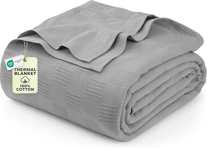Utopia Bedding Cool Grey 100% Cotton Blanket [Twin Size - 90x72 Inch] Lightweight, Soft and Breathable Thermal Blanket for All Seasons