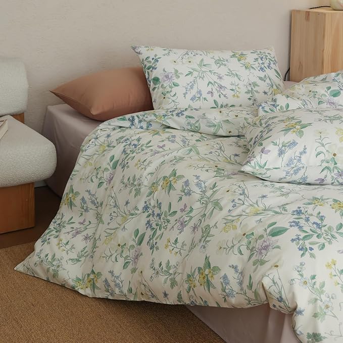 Floral Comforter Twin XL Down Alternative Light Weight Bedding Set Cute Soft Cotton Girls Bedding Comforter Sets Flower Fluffy Boho Cozy Bed Comforter with 2 Pillowcases
