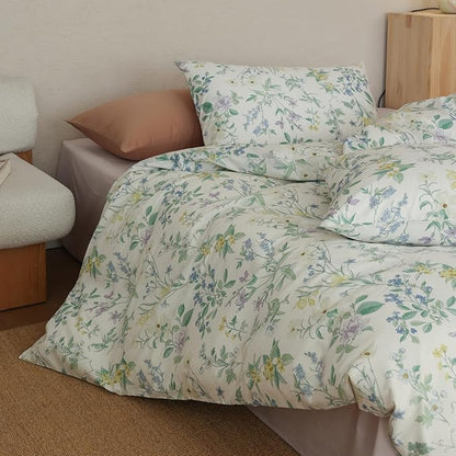 Floral Full Size Comforter Down Alternative Light Weight Bedding Set Cute Soft Cotton Girls Bedding Comforter Sets Flower Fluffy Boho Cozy Bed Comforter with 2 Pillowcases