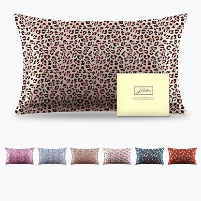 Mulberry Silk Pillowcase for Hair and Skin Queen Size Leopard Print Silk Pillow Cases with Zipper Soft Breathable Smooth Cooling Silk Pillow Covers for Sleeping (Taupe Leopard, 20"X 30",1Pcs)
