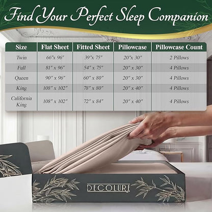 DECOLURE 100% Viscose Derived from Bamboo Sheets California King Size - Luxury 6 Pc Naturally Cooling Sheets, Ultra Soft Bed Set - Deep 17" Pockets, Double Stitching, Oeko Tex Standard (Light Pink)