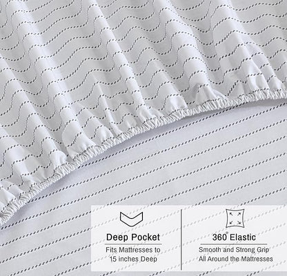 RUVANTI 100% Organic Cotton Sheets King Size, Percale Weave, GOTS Certified, 4-Piece Set, Deep Pocket 15", Crisp & Breathable, Soft Durable Bedding, Sábanas Algodón Orgánico – Construction Line