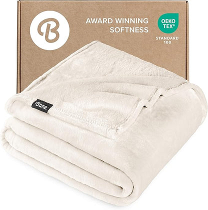 Bare Home Fleece Blanket - Full/Queen - Ultra-Soft Lightweight for Bed, Sofa, and Couch - Luxury Microplush - Cozy Warm Blanket (Full/Queen, Vanilla)