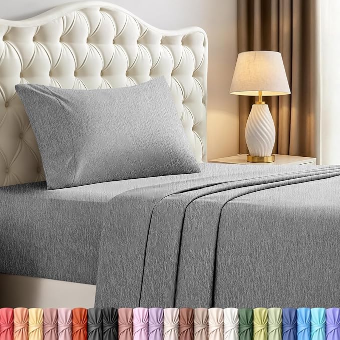 Utopia Bedding Twin Sheet Set – 3 Piece Bed Sheets for Cal King Size Bed, Soft and Breathable Microfiber, Includes 1 Fitted Sheet, 1 Flat Sheet and 2 Pillowcases (Heather Grey)