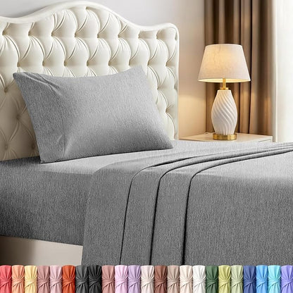 Utopia Bedding Twin Sheet Set – 3 Piece Bed Sheets for Cal King Size Bed, Soft and Breathable Microfiber, Includes 1 Fitted Sheet, 1 Flat Sheet and 2 Pillowcases (Heather Grey)
