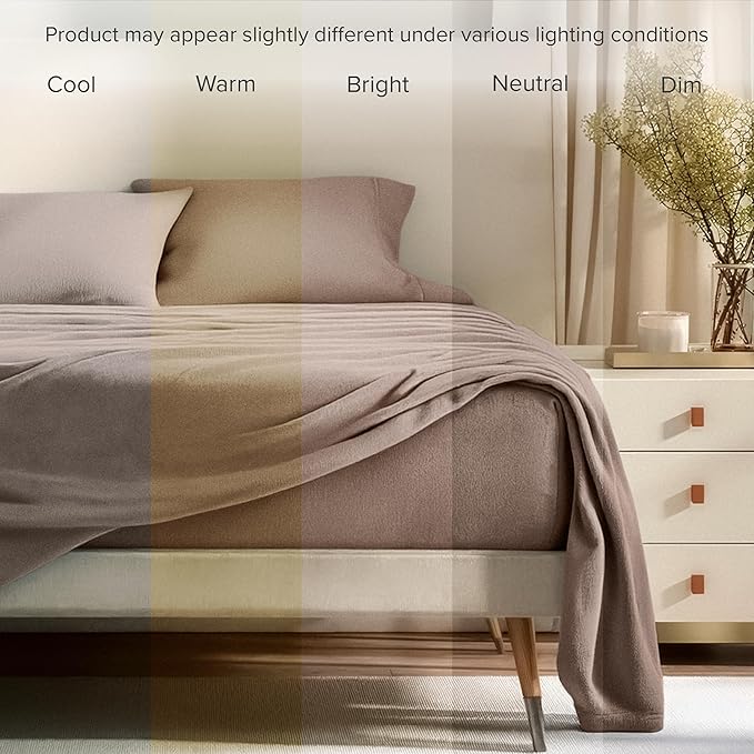 Bare Home Super Soft Fleece Sheet Set - Twin Extra Long Size - Extra Plush Polar Fleece, No-Pilling Bed Sheets - All Season Cozy Warmth (Twin XL, Taupe)