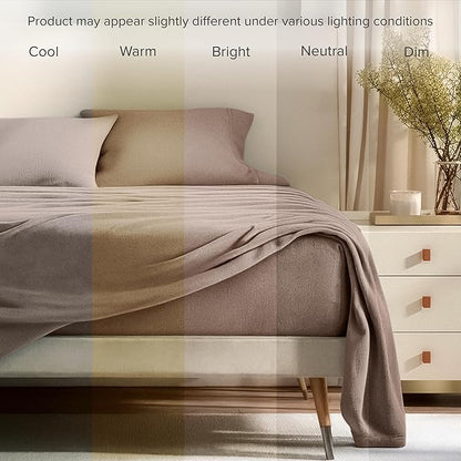 Bare Home Super Soft Fleece Sheet Set - Twin Extra Long Size - Extra Plush Polar Fleece, No-Pilling Bed Sheets - All Season Cozy Warmth (Twin XL, Taupe)