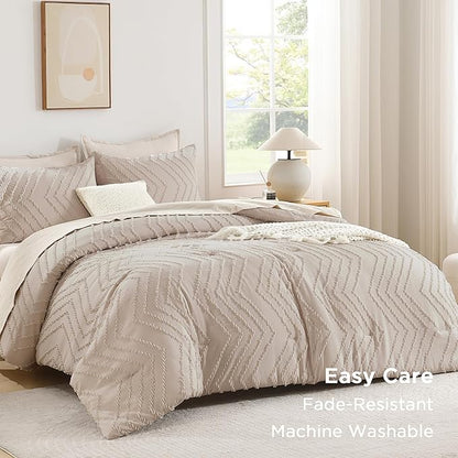 Andency Linen Twin/Twin XL Comforter Set, Twin Bed Comforter for College Dorm Girls Boys Kids Boho Soft Warm Cute Comforter, 2 Pieces Aesthetic Chevron Bohemian Bedding Set