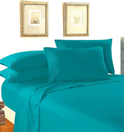 Elegant Comfort Luxurious Soft 1500 Premier Hotel Quality 4-Piece Bed Sheet Set Wrinkle and Fade Resistant Bedding Set, Deep Pocket up to 16inch, Full, Turquoise