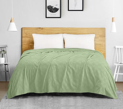 Utopia Bedding Sage Green 100% Cotton Blanket [Queen Size - 90x90 Inch] Lightweight, Soft and Breathable Thermal Blanket for All Seasons